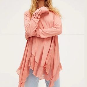 Free People We the Free Starlight Long Sleeve Trapeze Top in Pink